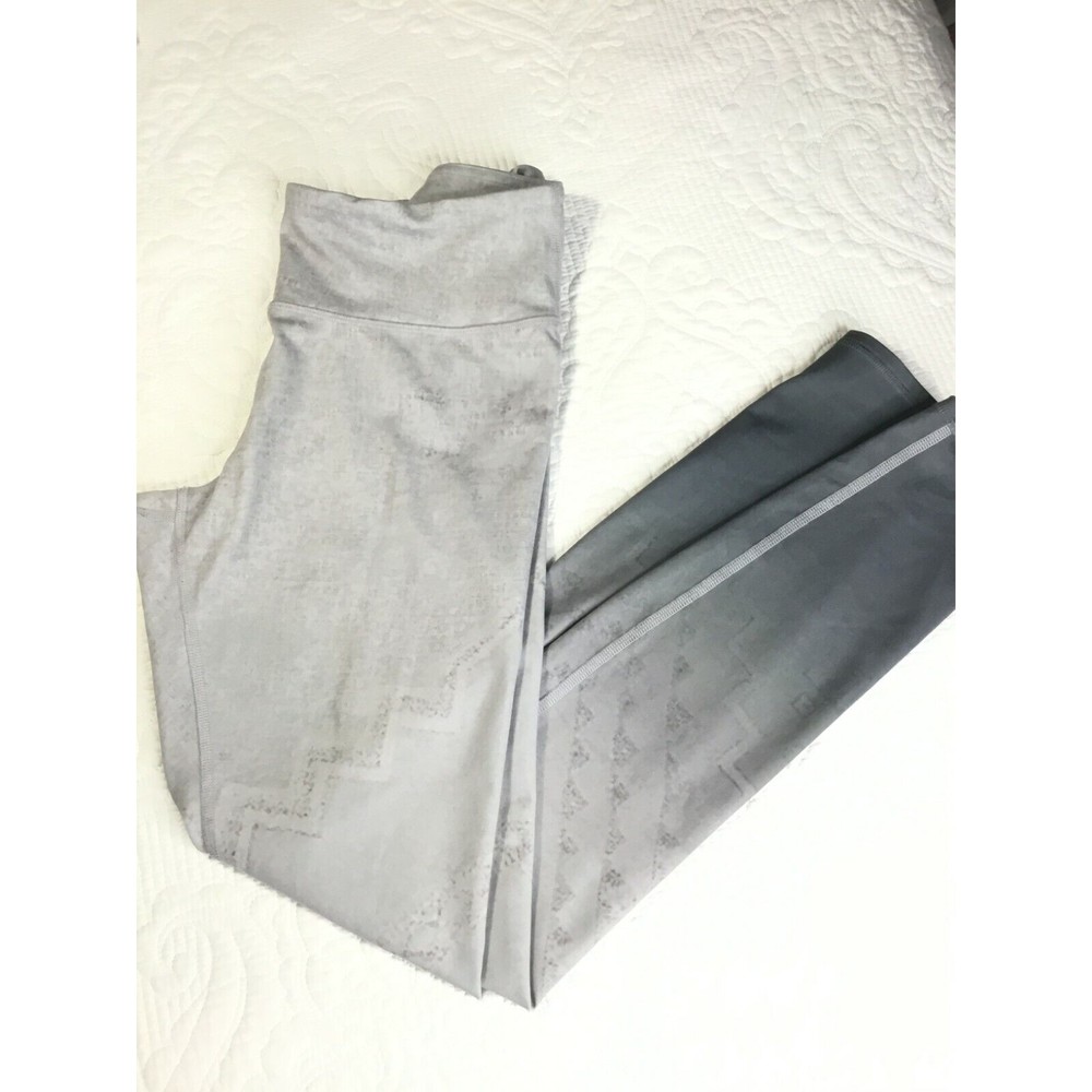 ALO Women Leggings Yoga Sz Medium Mid Rise Vapor Contrast Ombre Print Grey